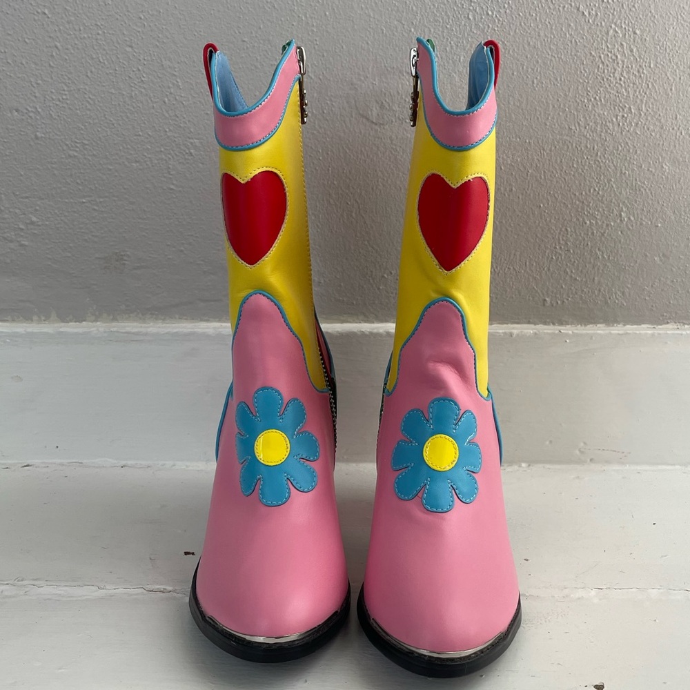 dELiA*s by Dolls Kill Colorblock Flower Power Cowboy Boots - Picture 2 of 6